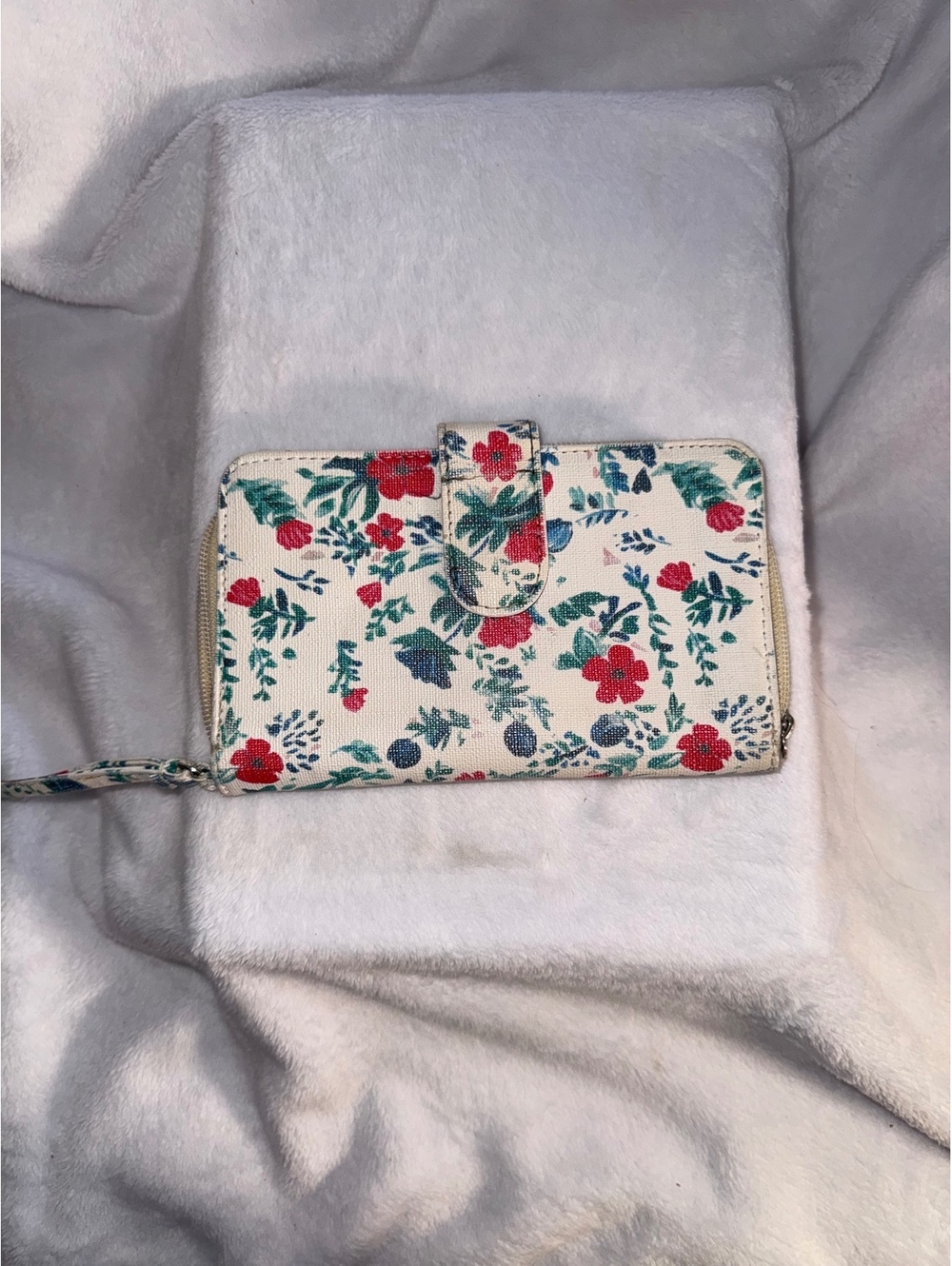Floral Print Wallet with Multiple Card Slots and Zipper Pocket